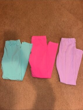 Kids Pack of three Stretch Leggings Trio - Mint, Hot Pink, Lavender